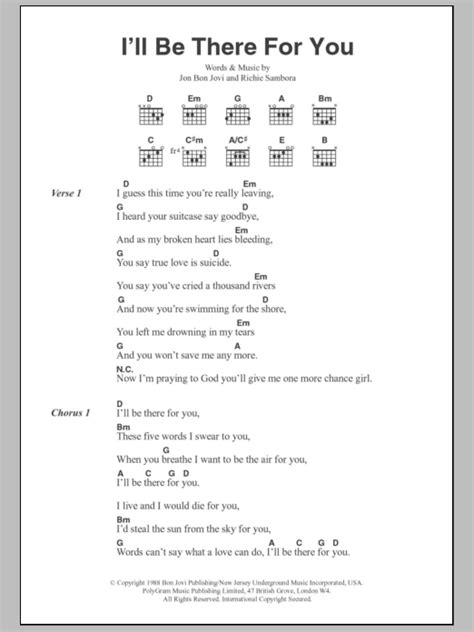 I ll be there for you chords - The Rembrandts and 17 more. Browse our 36 arrangements of "I'll Be There for You." Sheet music is available for Piano, Voice, Guitar and 8 others with 13 scorings and 4 notations in 12 genres. Find your perfect arrangement and access a variety of transpositions so you can print and play instantly, anywhere. 
